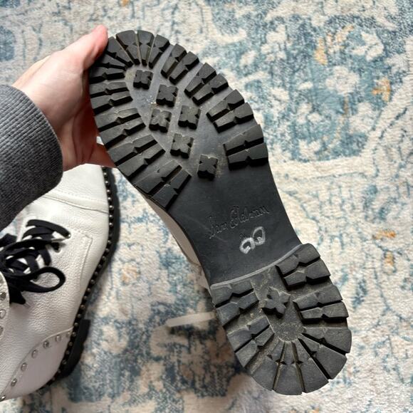 Sam Edelman Jennifer Studded Combat Boots White Silver Leather Women’s Size 7.5 - Picture 4 of 9